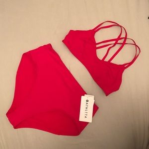 Athleta red high waisted bikini